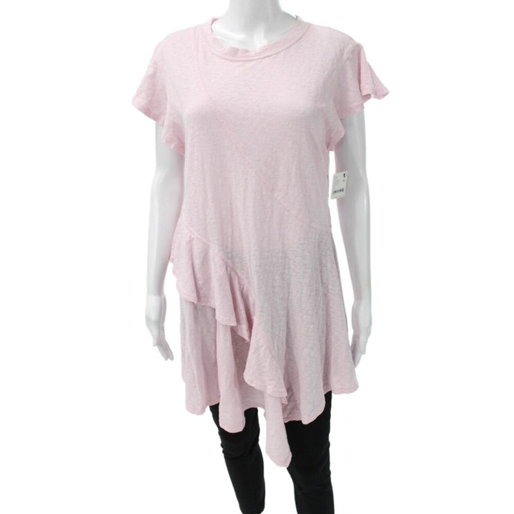 Free-est Womens Pink Cotton Tunic Tee Short Sleeve Round Neck Size S